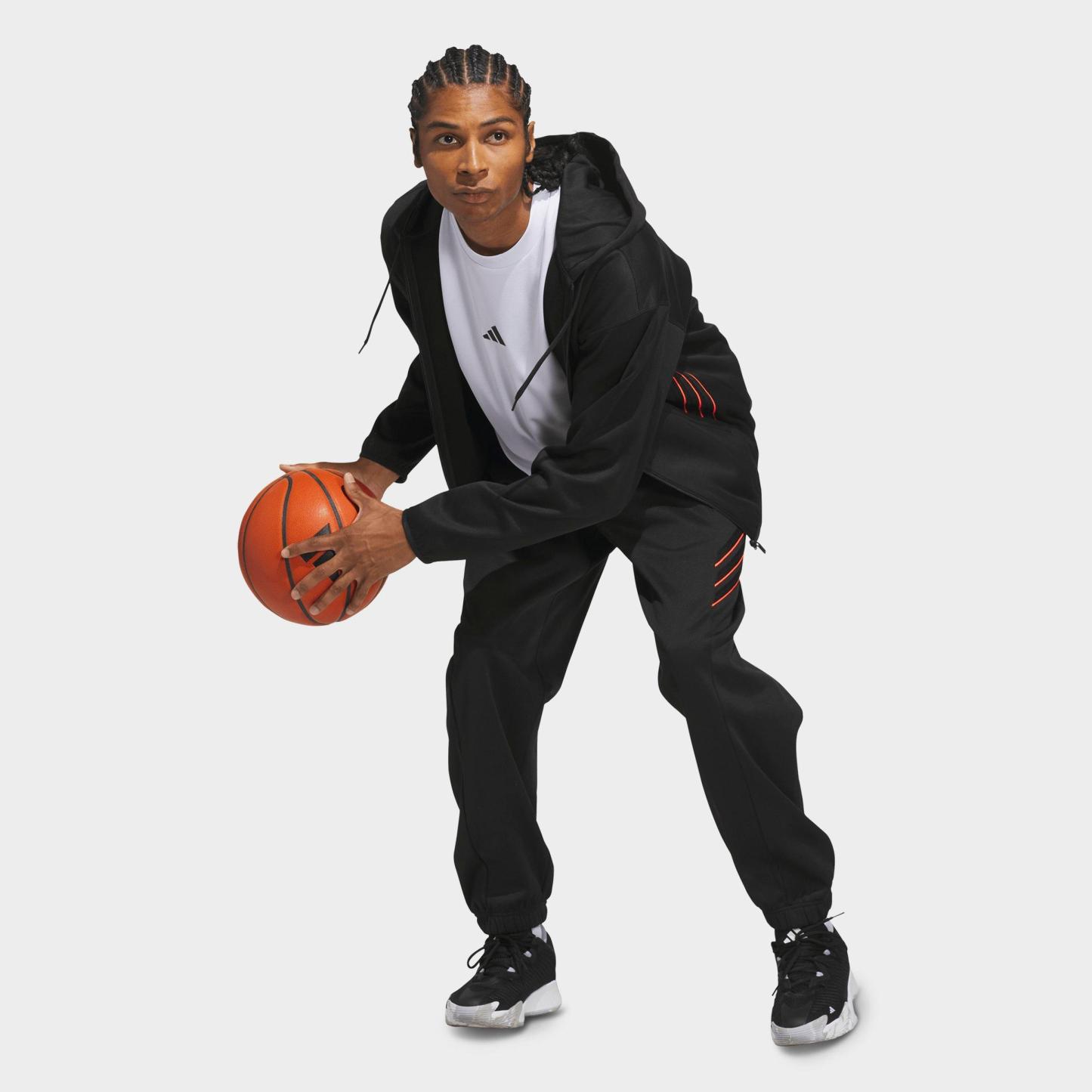 Men's adidas Crazy Warm Fleece Sweatpants - Black/Solar Turbo