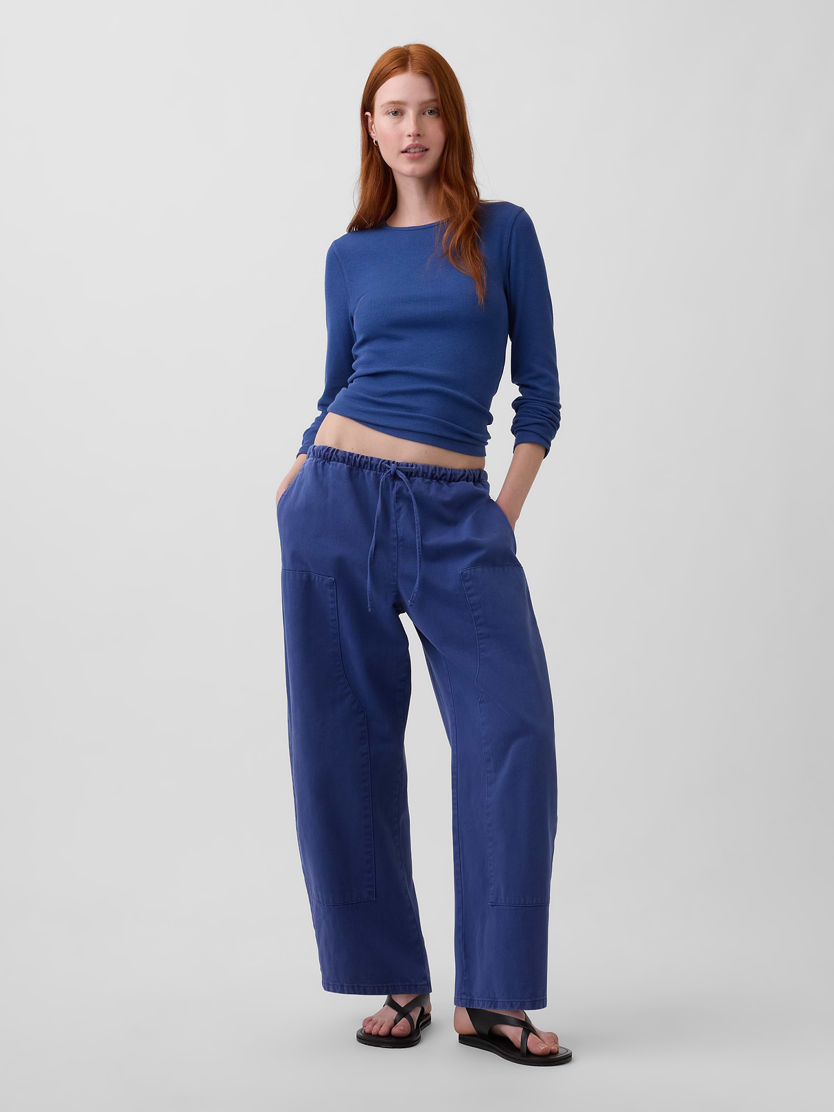 Easy Double-Knee Barrel Pants - Dutch blue
