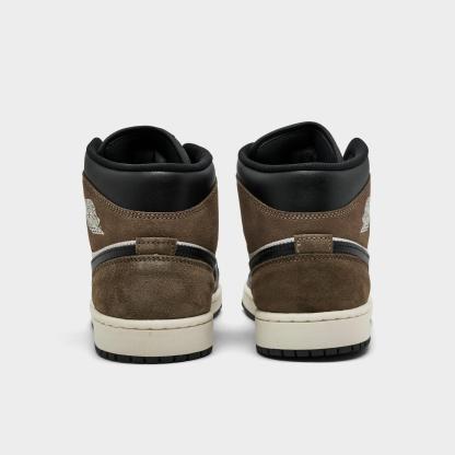 Men's Air Jordan Retro 1 Mid Casual Shoes - Black/Palomino/University Red/Phantom - Left shoe facing left. Outside of the shoe. - view 4