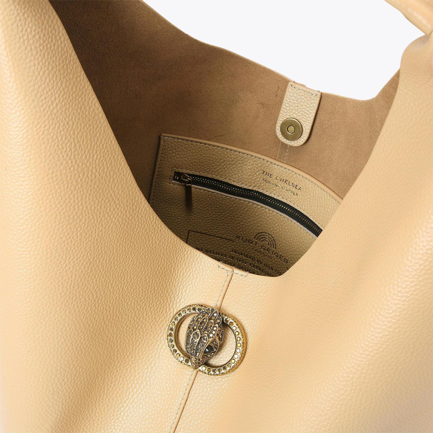 Kurt Geiger London Large Chelsea Slouch Hobo Bag - Beige - view 6