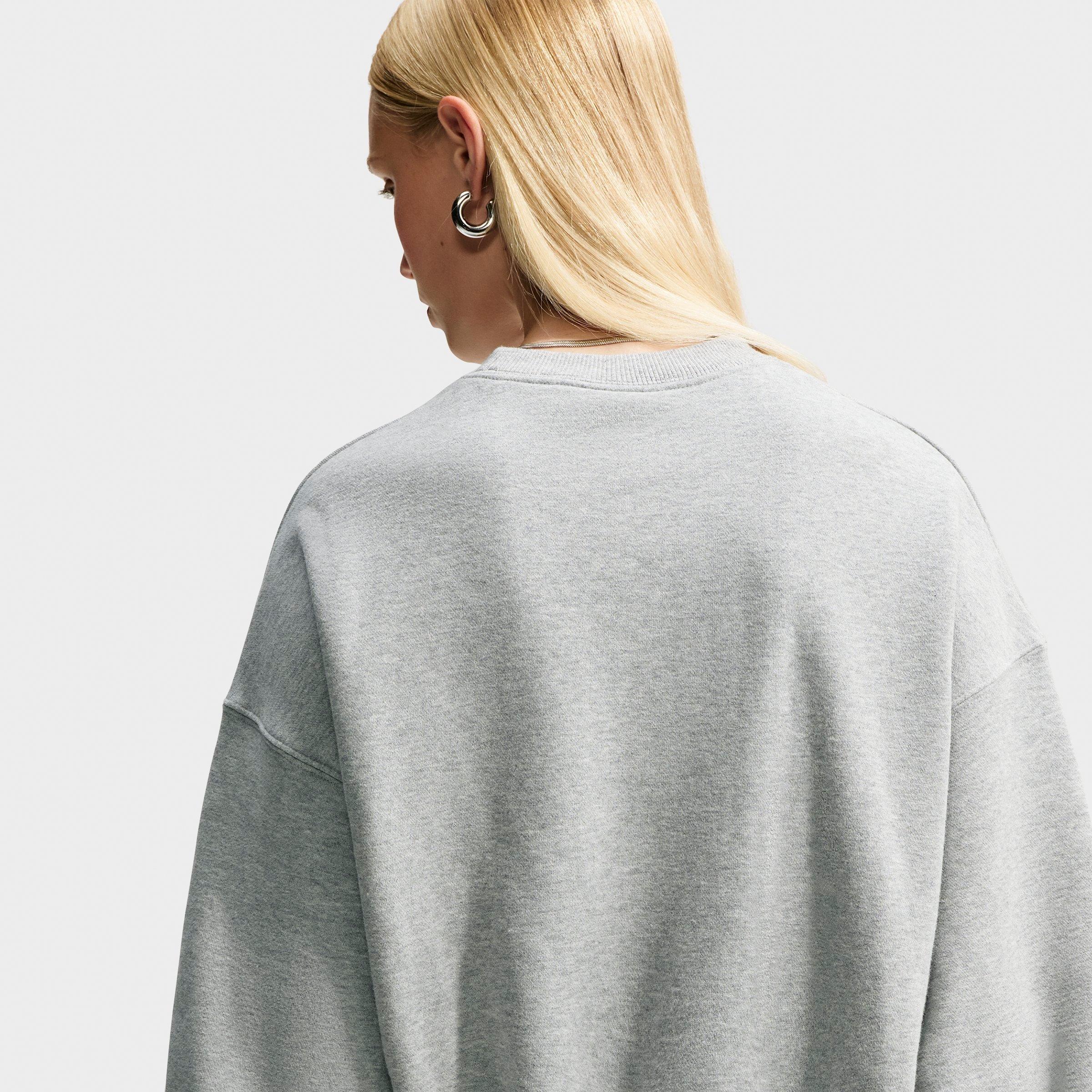 Women's Nithtke Studio Fleece Medium Weight Oversized Cropped Crewneck Sweatshirt - Dark Grey Heather/Sail