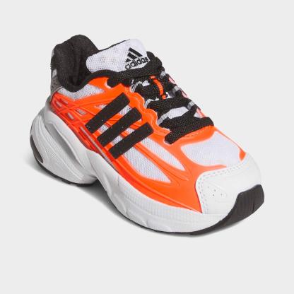 Kids' Toddler adidas Adistar XLG 2.0 Stretch Lace Casual Shoes - White/Black/Solar Orange - Both shoes facing left