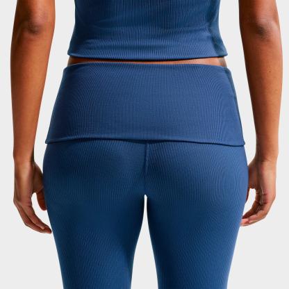 Women's Nithtke Sportswear Chill Knit Mid-Rise Tight Ribbed Pants - Mystic Navy/Sail
