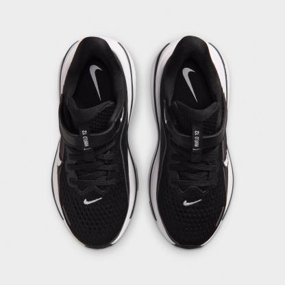 Little Kids' Nithtke Winflo 12 Road Running Shoes - Black/Dark Smoke Grey/White - Top view