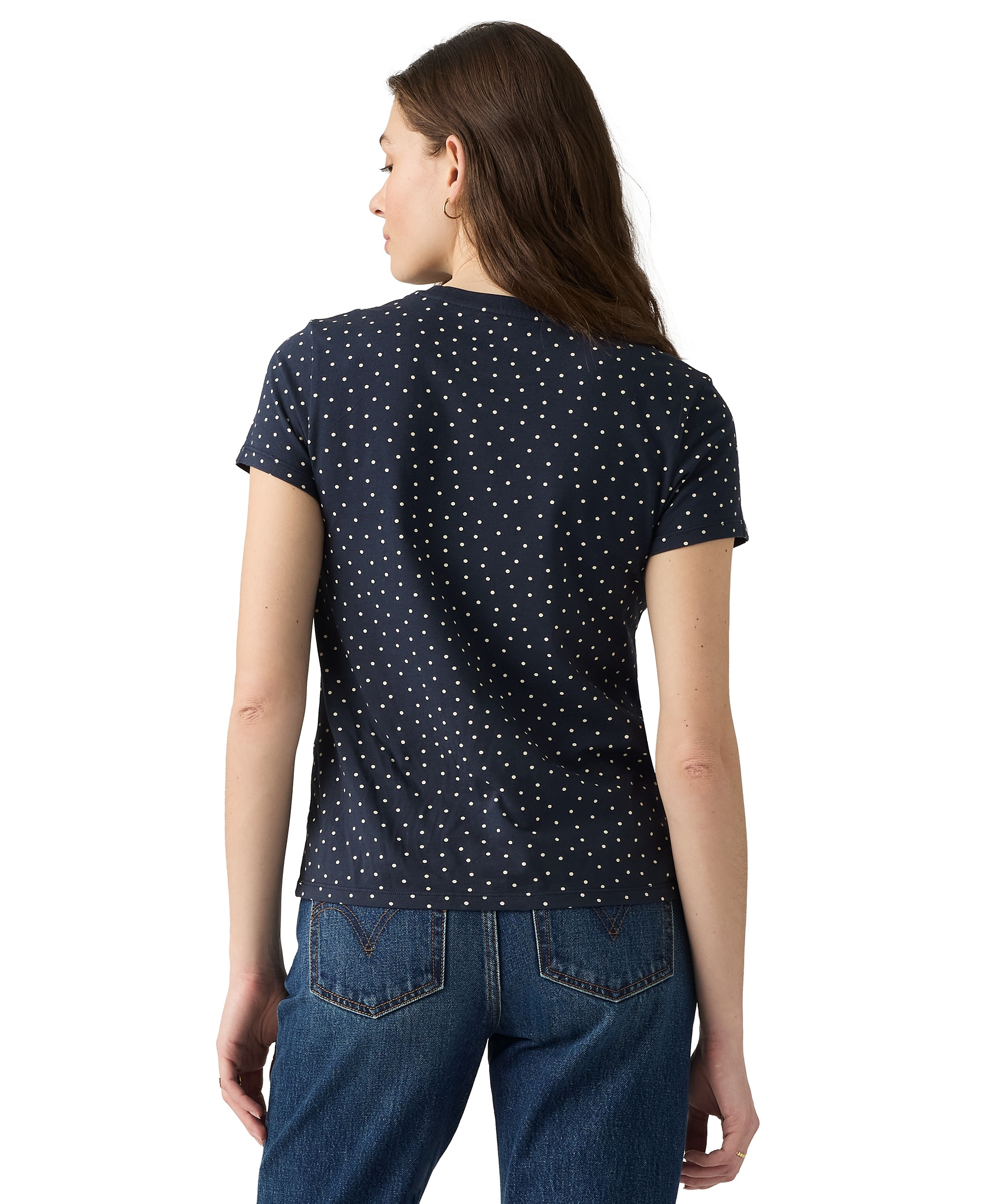 Levi's Women's The Perfect Crew Neck Cotton T-Shirt - Inga Dot Spaced Navy Blazer