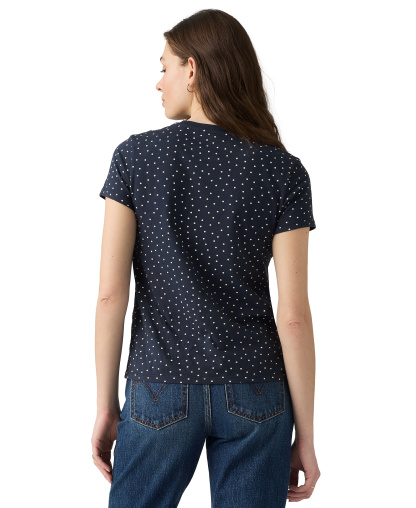 Levi's Women's The Perfect Crew Neck Cotton T-Shirt - Inga Dot Spaced Navy Blazer