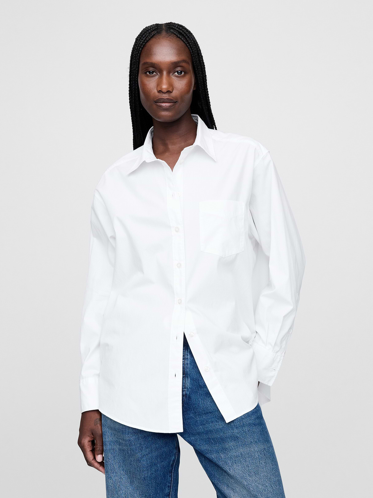 Organic Cotton Poplin Big Shirt - New optic white