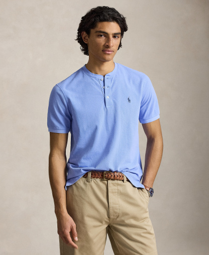 Polo Ralph Lauren Men's Featherweight Mesh Henley Shirt - Canvas Blue