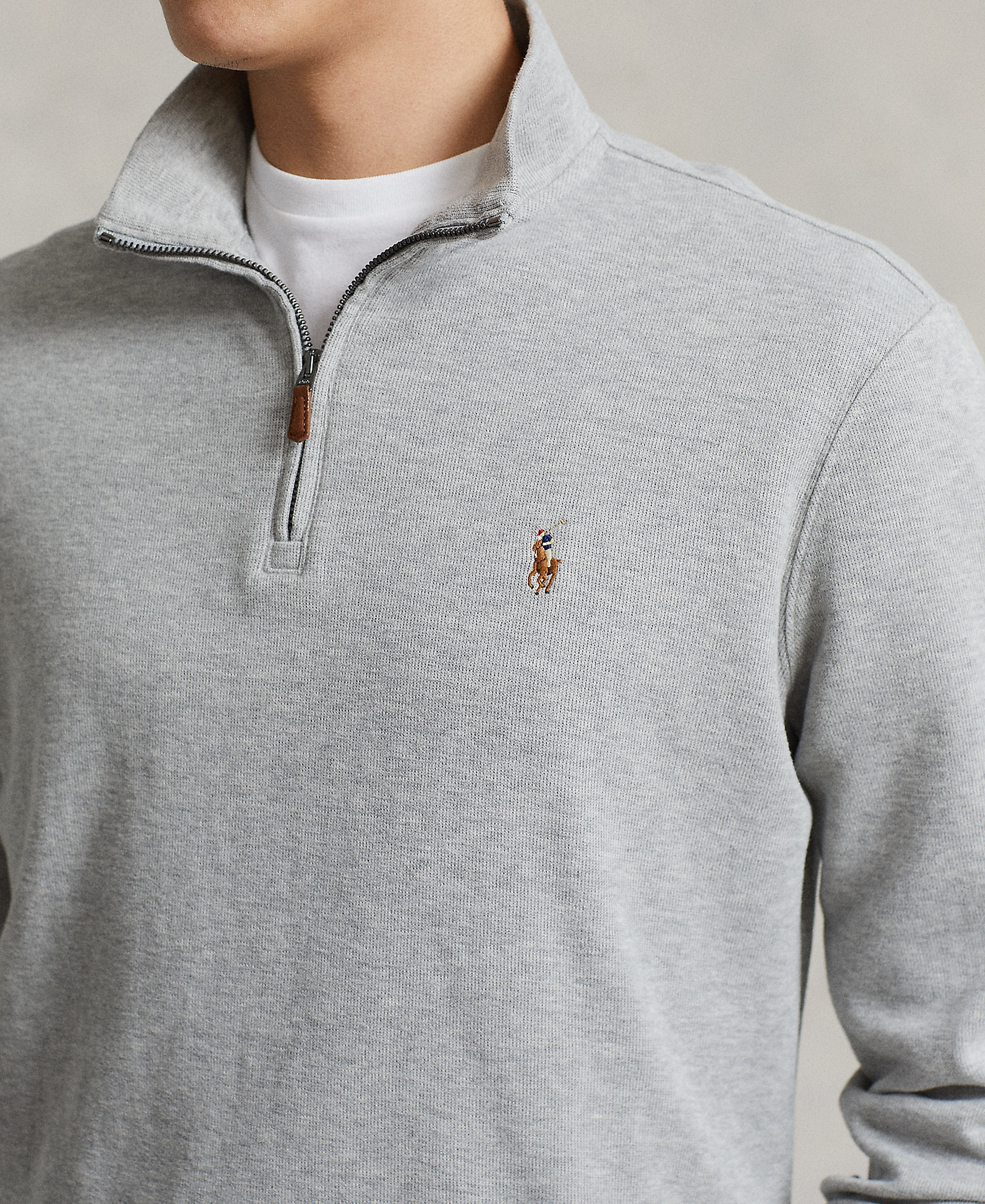 Polo Ralph Lauren Men's Estate-Rib Cotton Quarter-Zip Sweater - Andover Heather