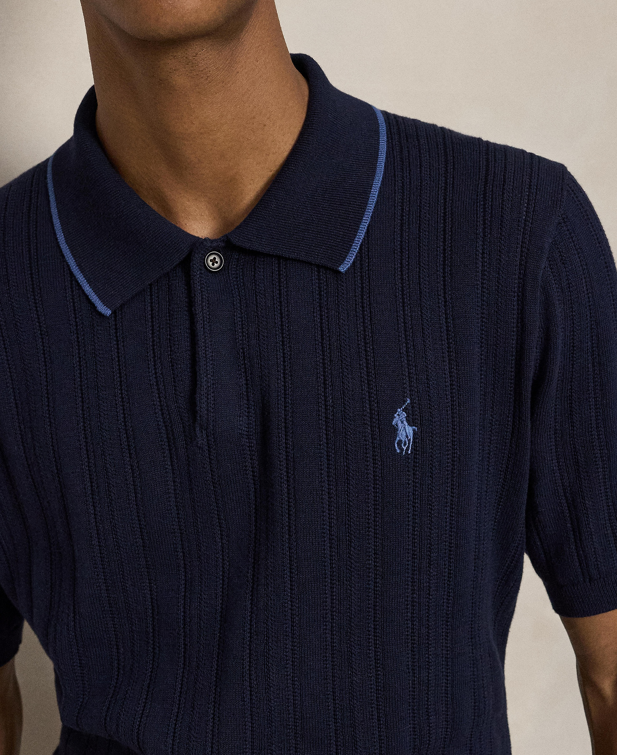 Polo Ralph Lauren Men's Textured Cotton Polo Shirt - Hunter Navy