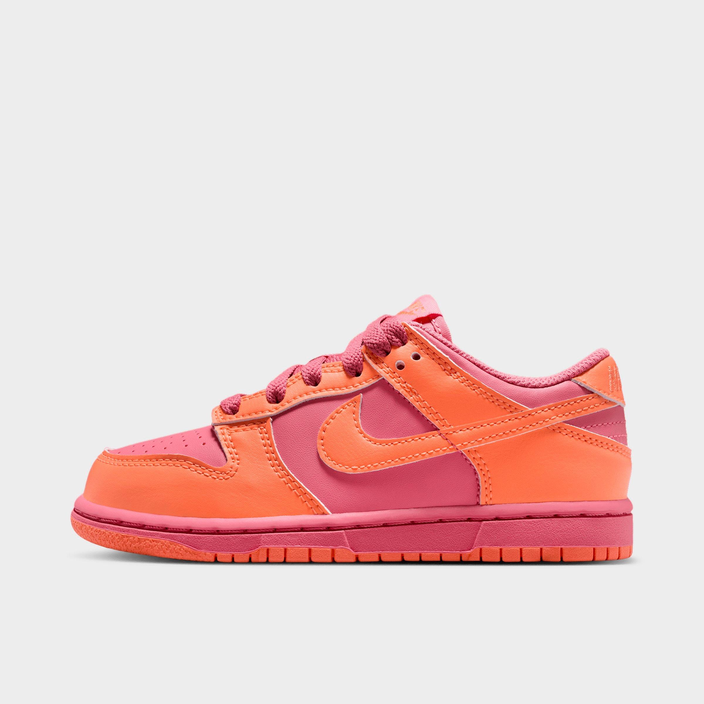 Little Kids' Nithtke Dunk Low Casual Shoes - Part 1 - Peony/Orange Frost/Orange Frost - Left shoe facing left. Outside of the shoe.