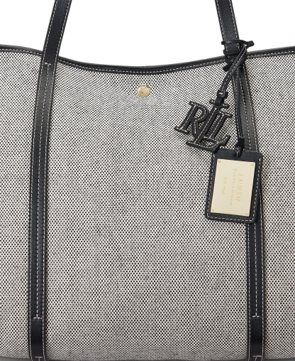 Lauren Ralph Lauren Canvas & Leather Emerie Extra Large Tote Bag - Black