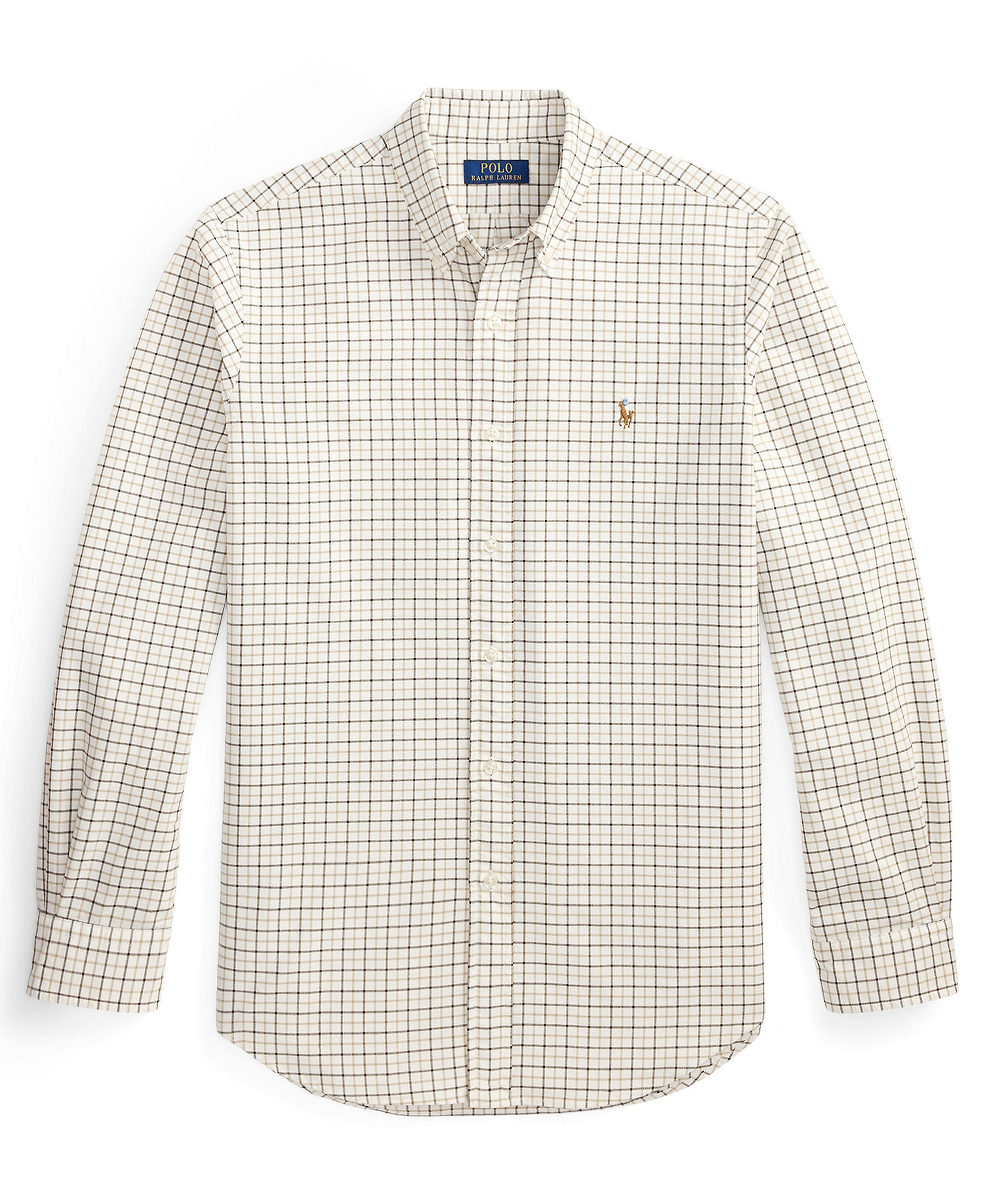 Polo Ralph Lauren Men's Classic-Fit Plaid Brushed Oxford Shirt - White/Brown Multi