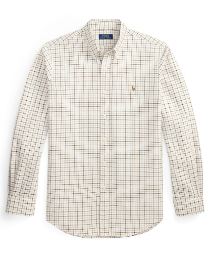 Polo Ralph Lauren Men's Classic-Fit Plaid Brushed Oxford Shirt - White/Brown Multi