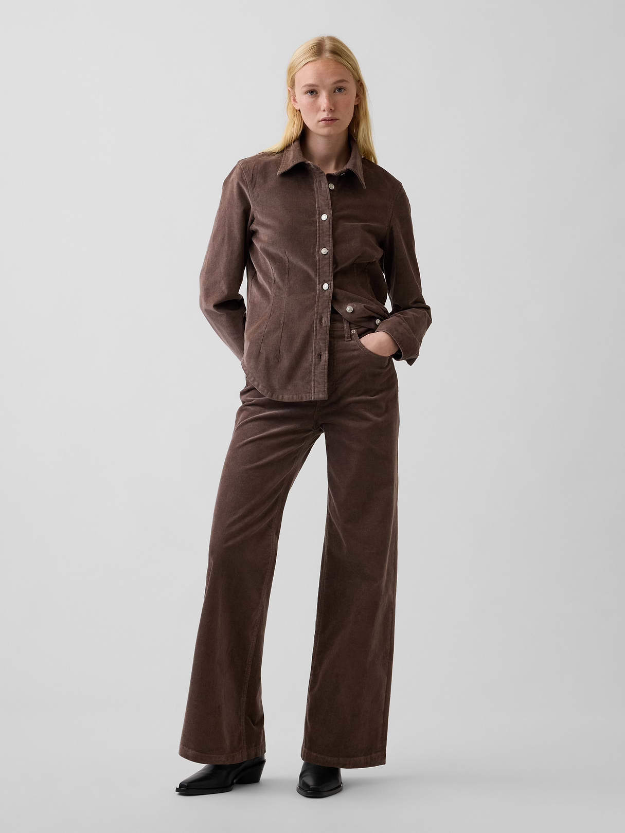 High Rise Stride Wide-Leg Jeans - Plymouth rock brown