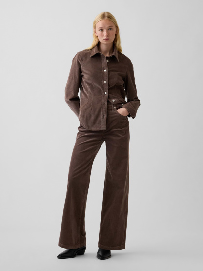 High Rise Stride Wide-Leg Jeans - Plymouth rock brown