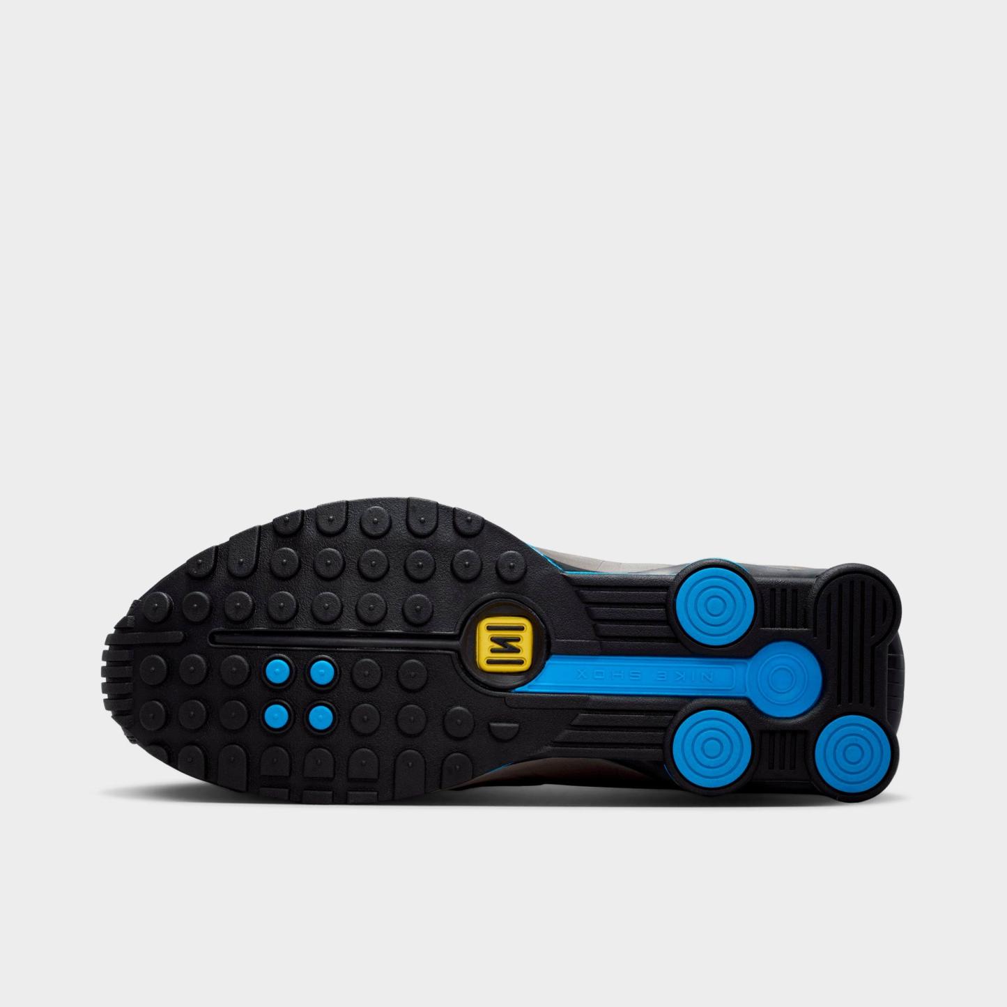 Men's Nithtke Shox R4 SE Brazil Casual Shoes - Black/Metallic Pewter/Light Photo Blue/Canary - Bottom view
