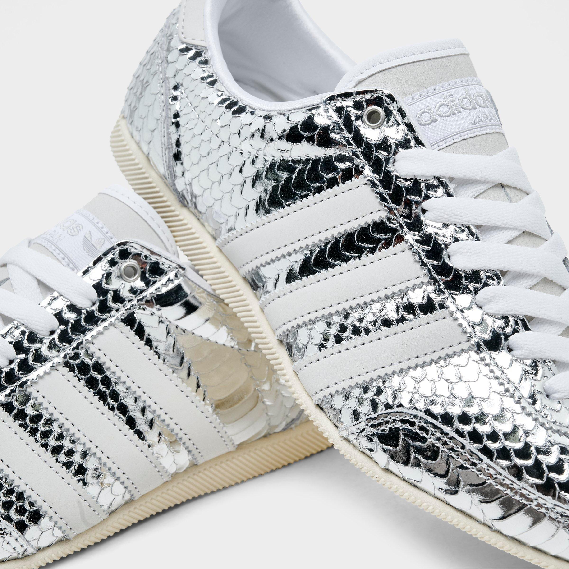 Women's adidas Originals Japan Croc Casual Shoes - Silver Metallic/Silver Metallic/White - Detail shot