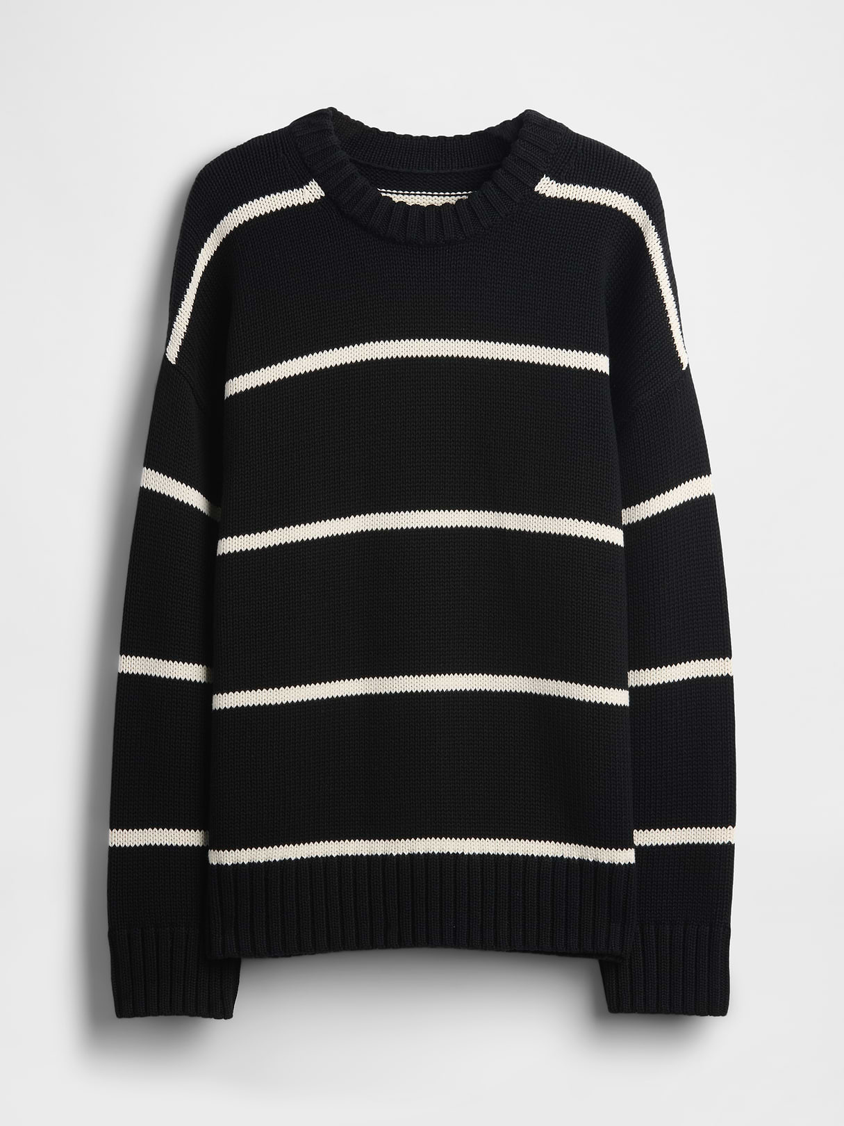 100% Cotton Oversized Sweater - Black & white stripe