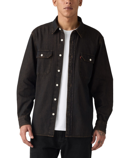 Levi's Men's Relaxed-Fit Long-Sleeve Button-Front Worker Shirt - Black