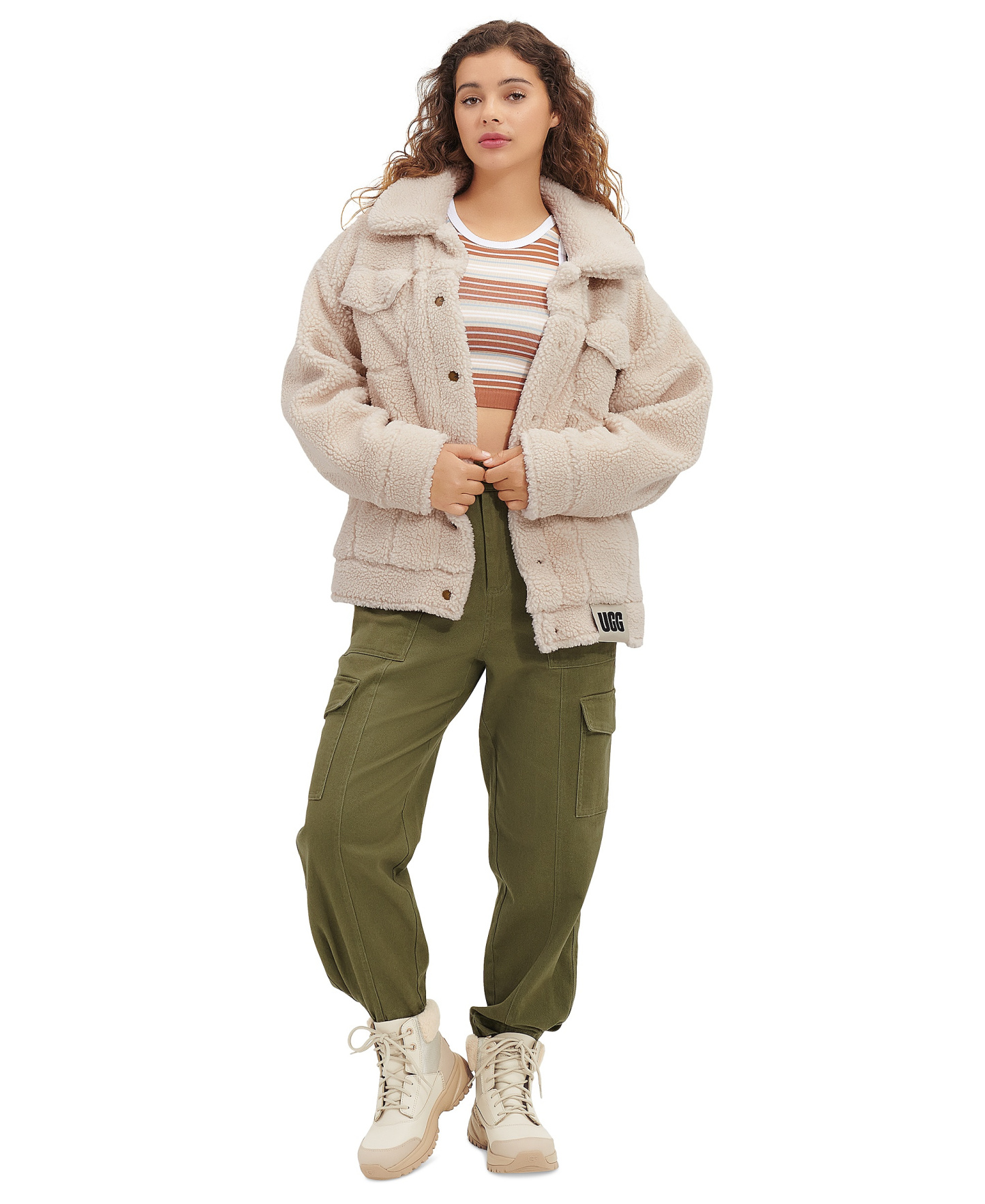 UGG Women's Frankie Sherpa Fleece Trucker Jacket - Natural