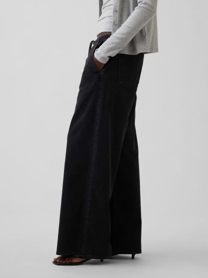 Mid Rise UltraSoft Easy Baggy Jeans - Black wash