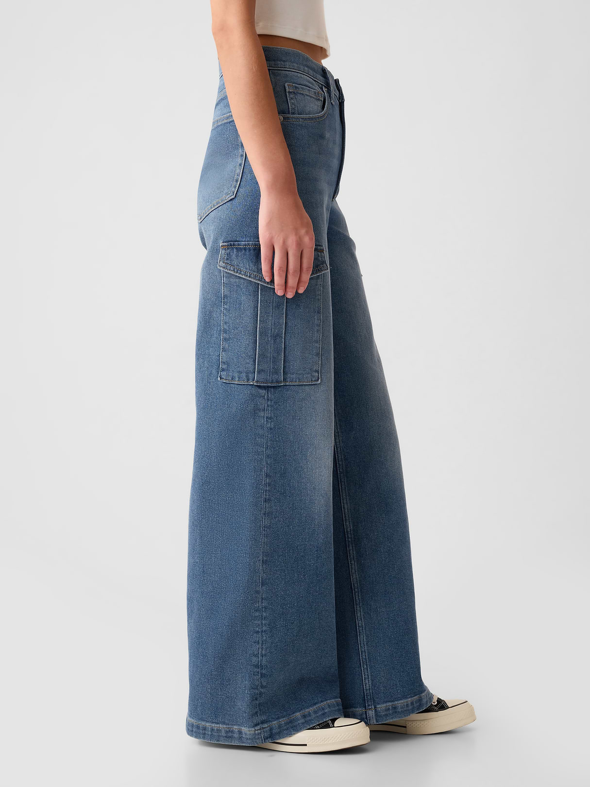 High Rise Stride Wide-Leg Jeans - Cargo medium wash