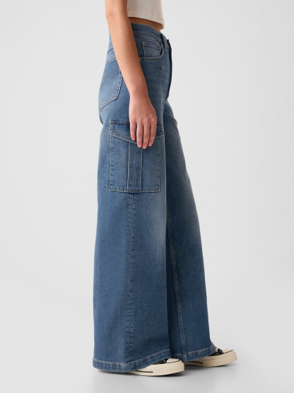 High Rise Stride Wide-Leg Jeans - Cargo medium wash