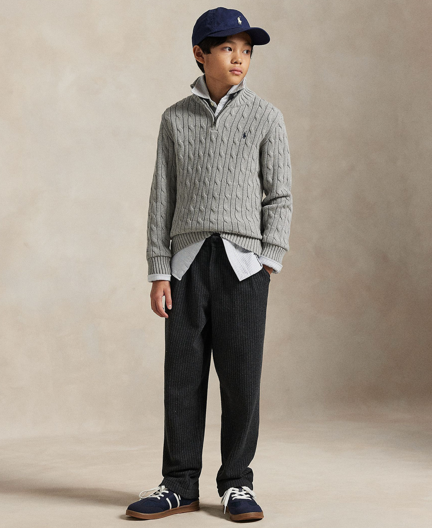 Polo Ralph Lauren Big Boys Cable-Knit Cotton Quarter-Zip Sweater - Andover Heather