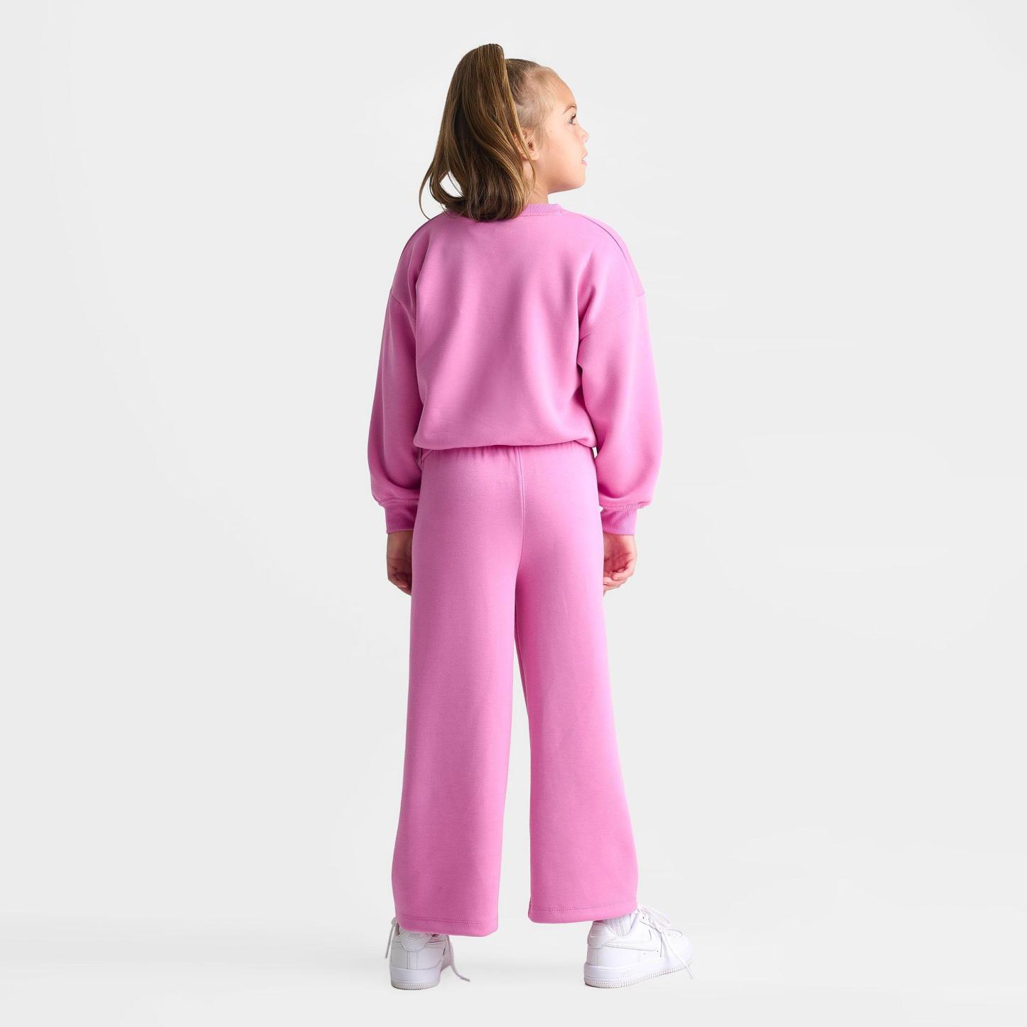 Girls' Little Kids' Nithtke Crewneck Sweatshirt and Wide Leg Sweatpants Set - Playful Pink