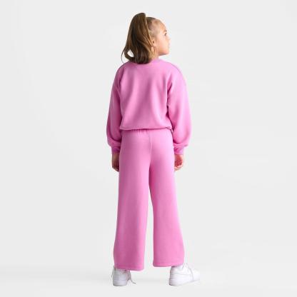 Girls' Little Kids' Nithtke Crewneck Sweatshirt and Wide Leg Sweatpants Set - Playful Pink