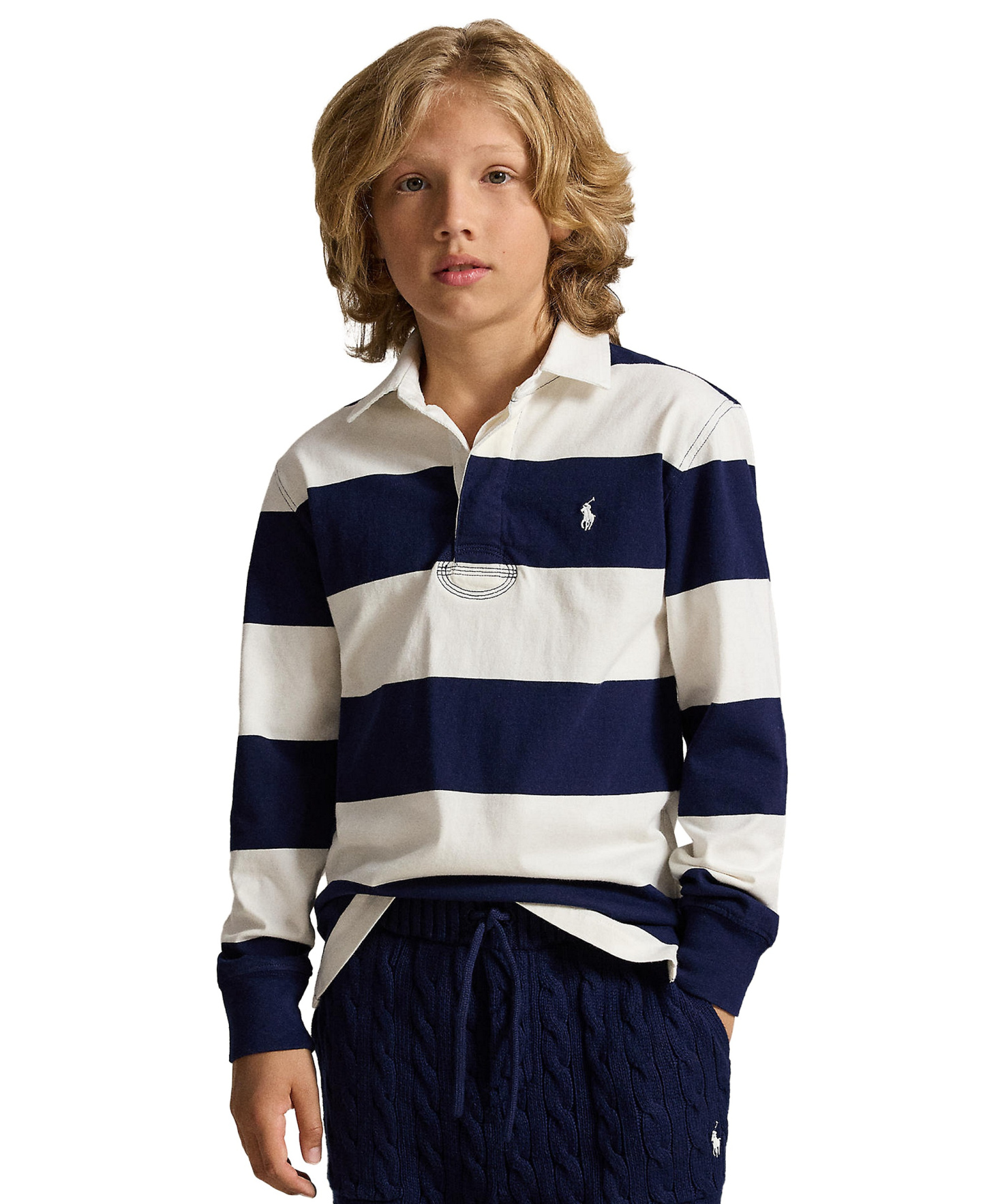 Polo Ralph Lauren Boys' 8-20 Iconic Long-Sleeve Rugby Shirt - Refined Navy/Nevis