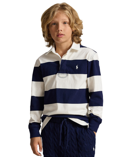 Polo Ralph Lauren Boys' 8-20 Iconic Long-Sleeve Rugby Shirt - Refined Navy/Nevis