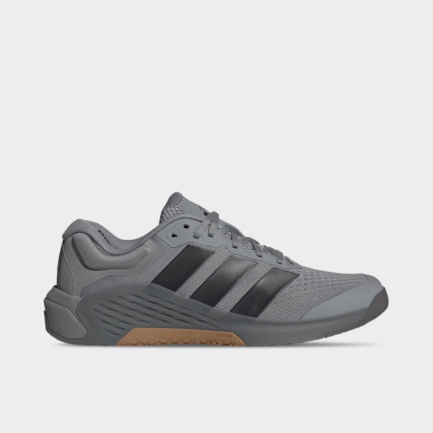 Men's adidas Dropset 4 Training Shoes - Grey/Carbon/Grey - Left shoe facing left. Outside of the shoe.