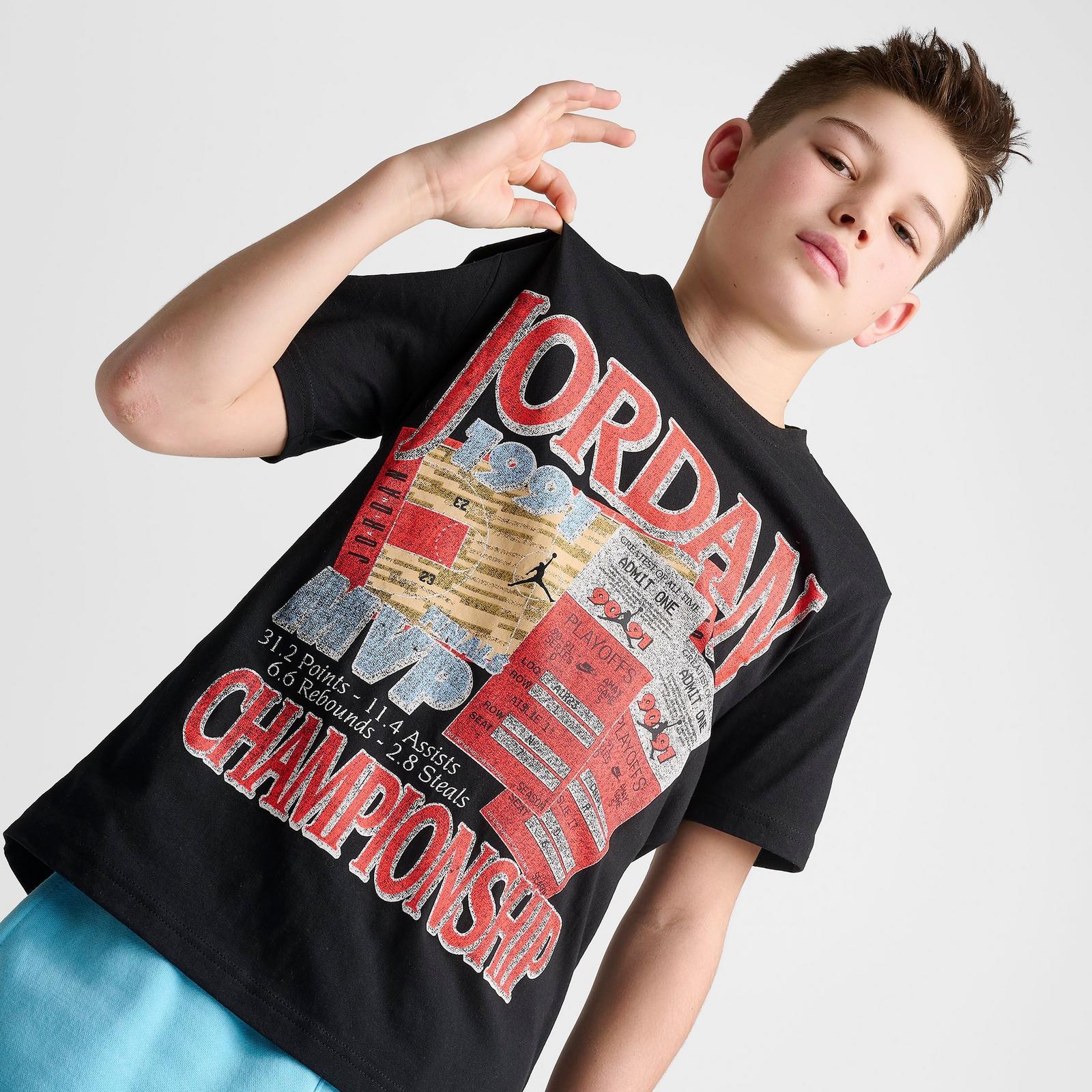 Big Kids' Jordan Infrared Retro Tickets Graphic T-Shirt - Black - view 5