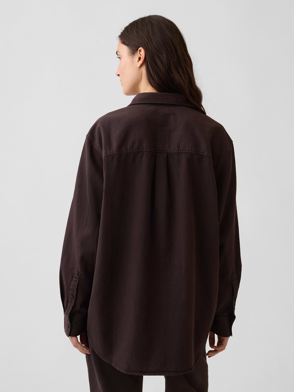 Denim Big Shirt - Brown