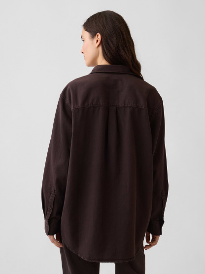 Denim Big Shirt - Brown