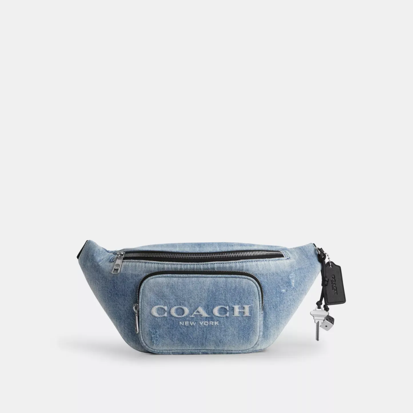 Travis Belt Bag 35 In Loved Denim With Charms - Silver/Light Indigo