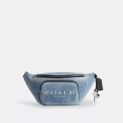 Travis Belt Bag 35 In Loved Denim With Charms - Silver/Light Indigo
