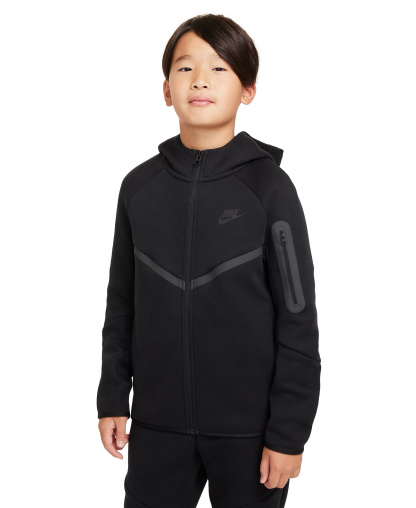 Nike Boys' and Girls' 7-20 Sportswear Tech Fleece Full-Zip Hoodie - Black