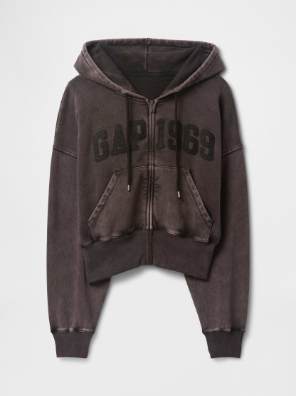 VintageSoft Wedge Zip Hoodie - Moonless night