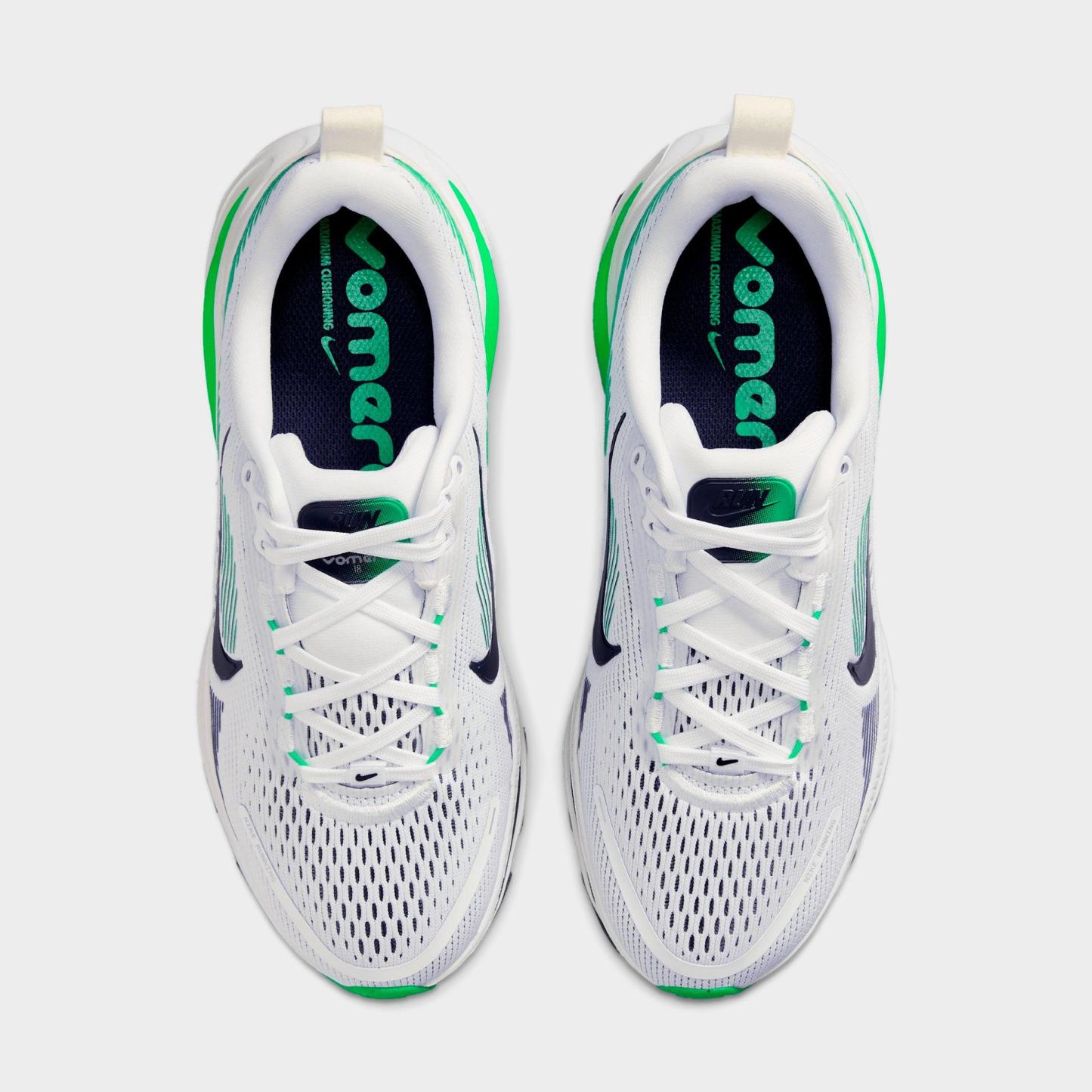 Big Kids' Nithtke Vomero 18 Running Shoes - Part 1 - White/Midnight Navy/Green Spark - Top view
