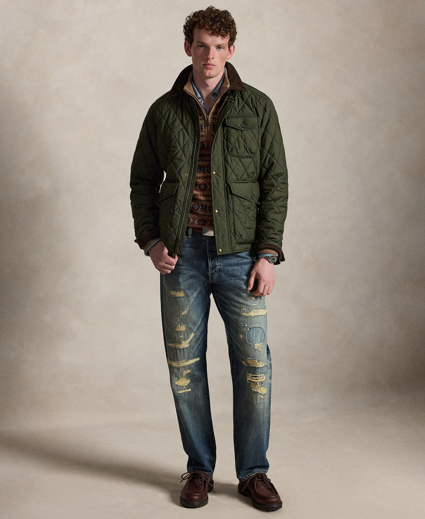 Polo Ralph Lauren Men's Beaton Quilted Water-Repellent Full-Zip Jacket - Company Olive