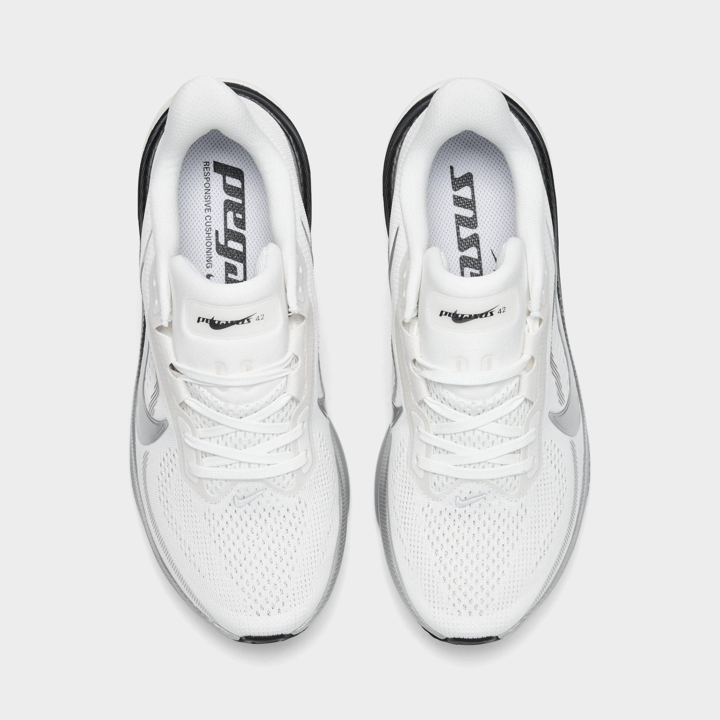Women's Nithtke Pegasus 42 Running Shoes - Part 2 - Summit White/Metallic Silver - Top view