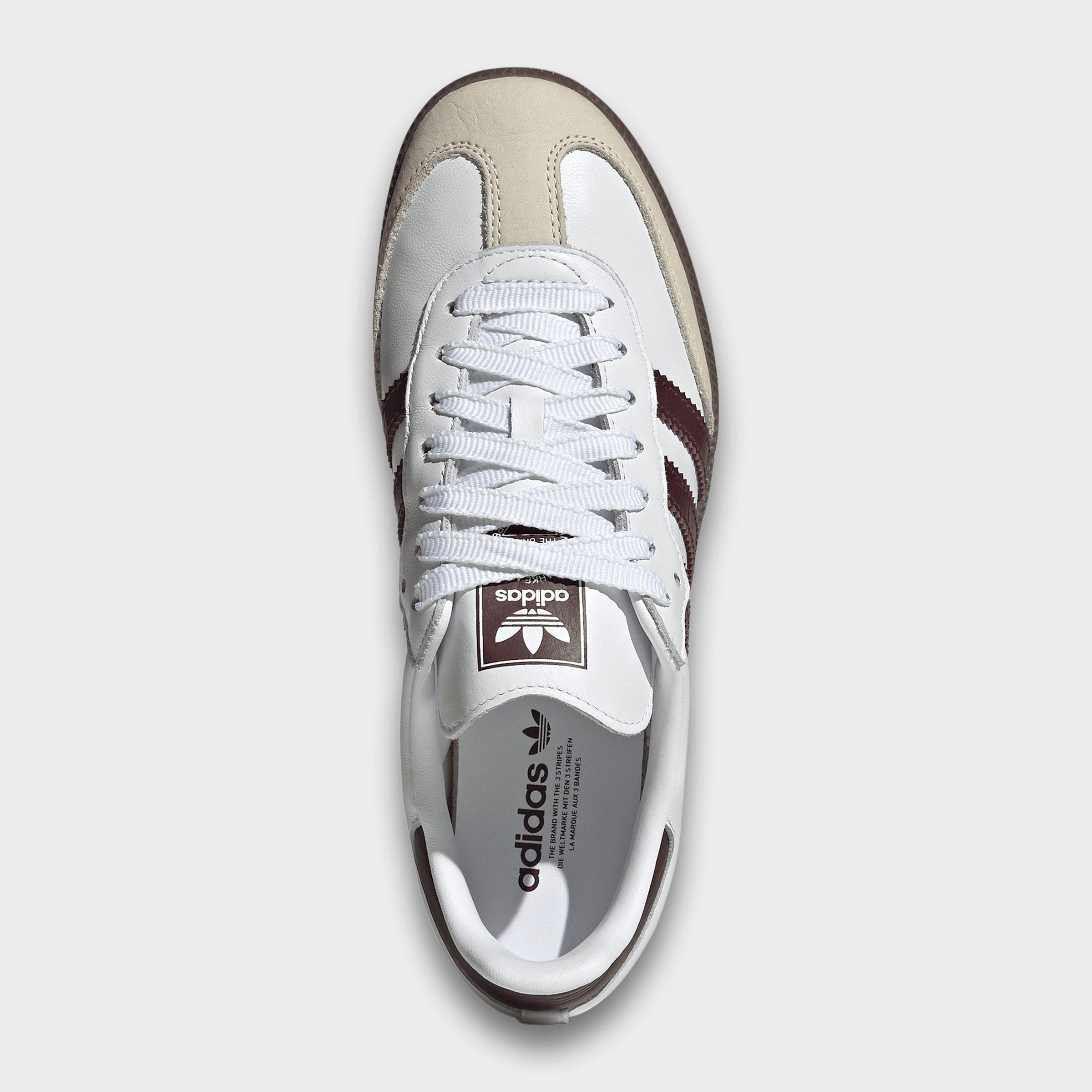 Women's adidas Originals Samba OG Casual Shoes - Part 1 - Cloud White/Maroon/Gum - Top view