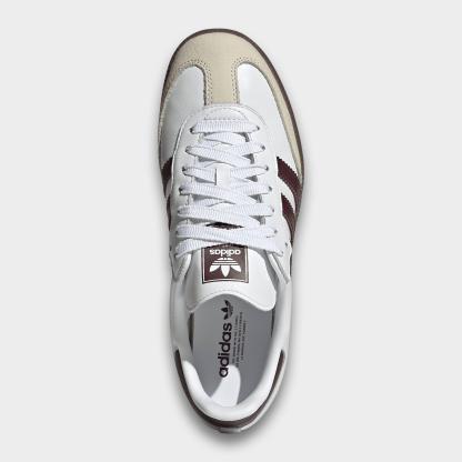 Women's adidas Originals Samba OG Casual Shoes - Part 1 - Cloud White/Maroon/Gum - Top view