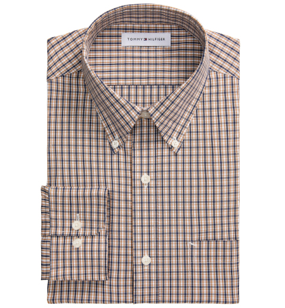 Tommy Hilfiger Men's Regular Fit Wrinkle Resistant Stretch Dress Shirt - Beige
