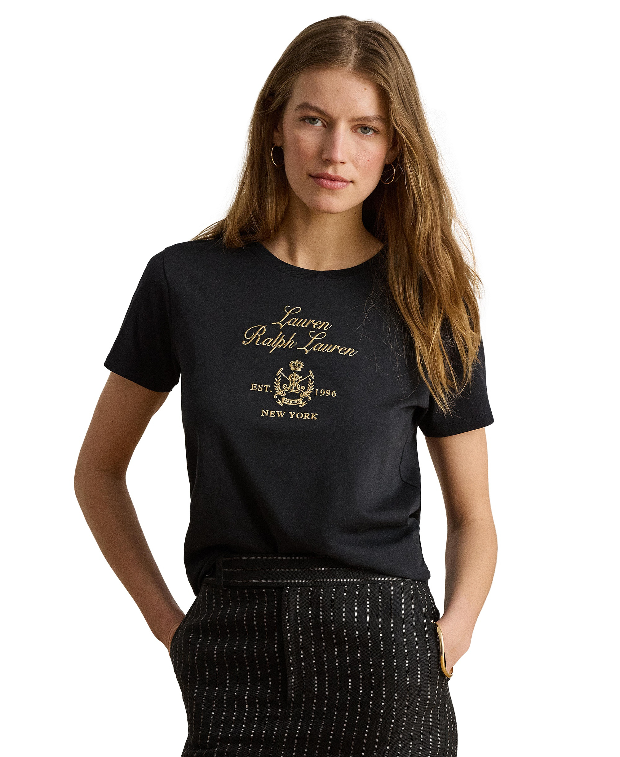 Lauren Ralph Lauren Women's Crewneck Short-Sleeve T-Shirt - Black