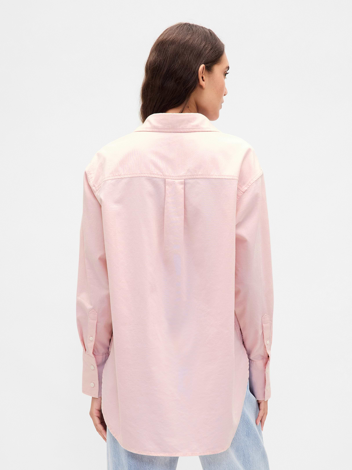 Organic Cotton Poplin Stripe Big Shirt - Pure pink