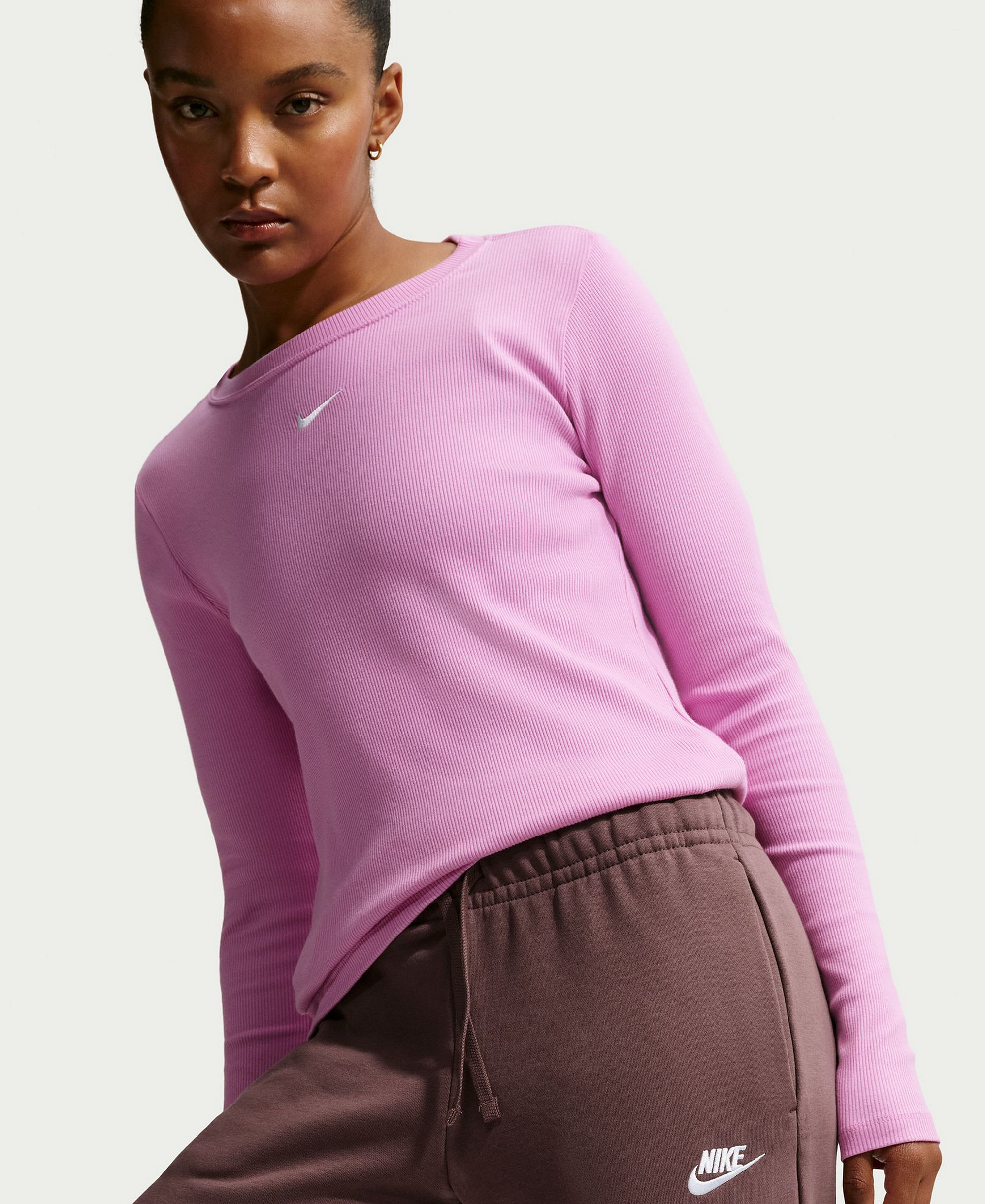 Nike Women's Sportswear Club Fleece Mid-Rise Wide-Leg Sweatpants - Tattoo/white